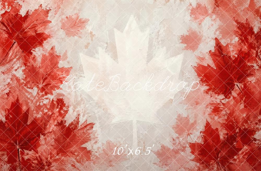 Kate Canada Maple Leaf Red White Texture Patriotic Printed Backdrop Designed by Vertigo Productions