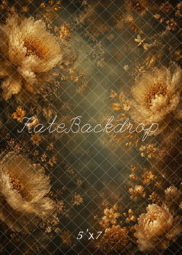 Kate Fine Art The Gilded Veil Floral Flowers Bees Printed Backdrop Designed by Ashley Ward