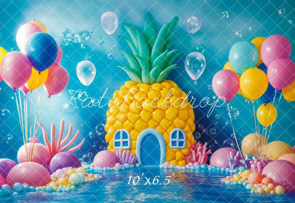 Kate Pastel de cumpleaños bajo el agua Casa piña Globo fondo Diseñado por Emetselch