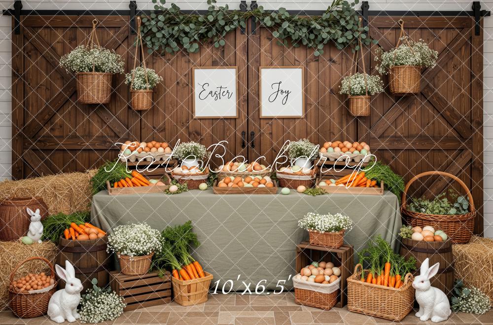 Kate Easter Bunny Carrots Eggs Basket Barn Backdrop Designed by Patty Roberts