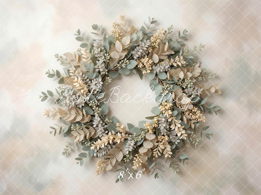 Kate Newborn Greenery Wreath Pastel Backdrop Designed by Mini MakeBelieve