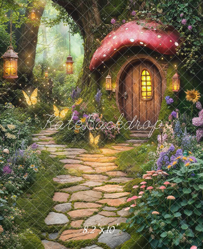 Kate Fairy Fantasy Mushroom House Stone Path Forest Backdrop Designed by Chain Photography