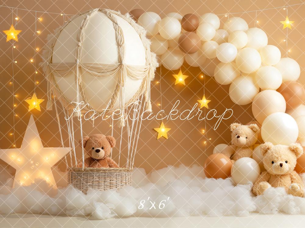 Kate Cake Smash Hot Air Balloon Teddy Bears Star Balloons Backdrop Designed by Emetselch