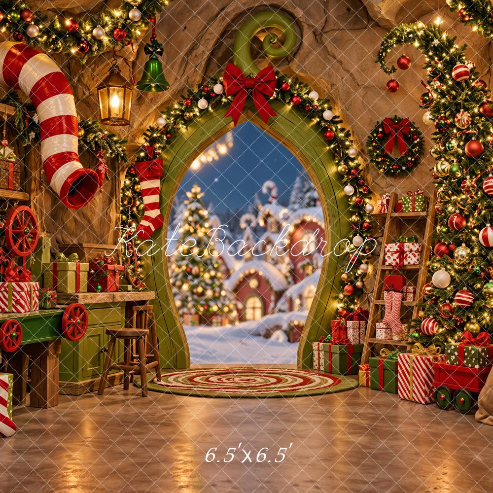Kate Christmas Fantasy Whoville Workshop Christmas Tree Gifts Printed Backdrop Designed by Emetselch