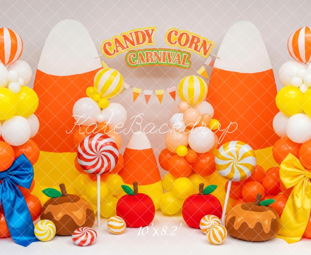 Kate Cake Smash Candy Corn Balloons Carnival Fall Sweets Backdrop Designed by Patty Roberts