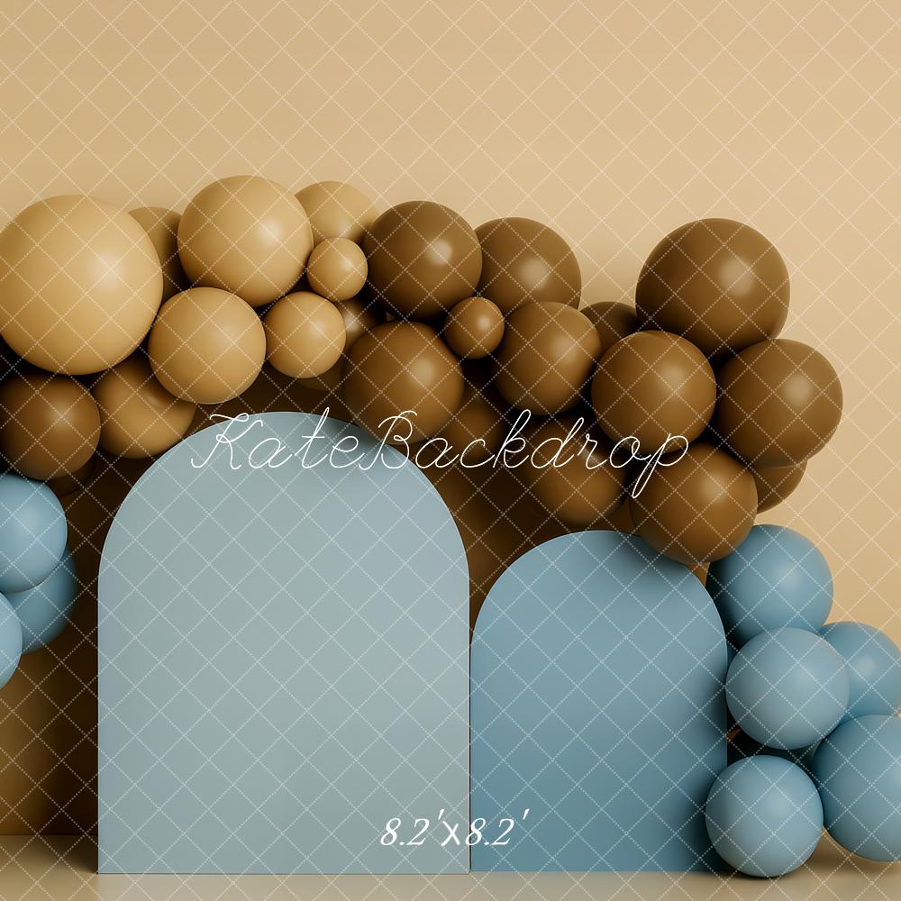 Sfondo Palloncini Neutro Blu Marrone Cake Smash Designed by Patty Roberts