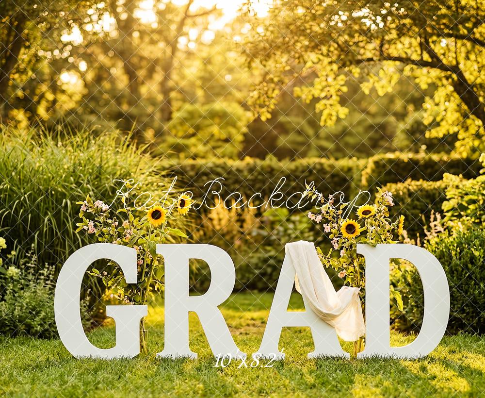 Kate Graduation Garden Sunflower Letters Printed Backdrop Designed by Patty Roberts
