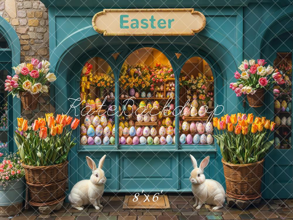 Easter Bunny Flower Eggs Shop Foto Achtergrond Designed by Emetselch