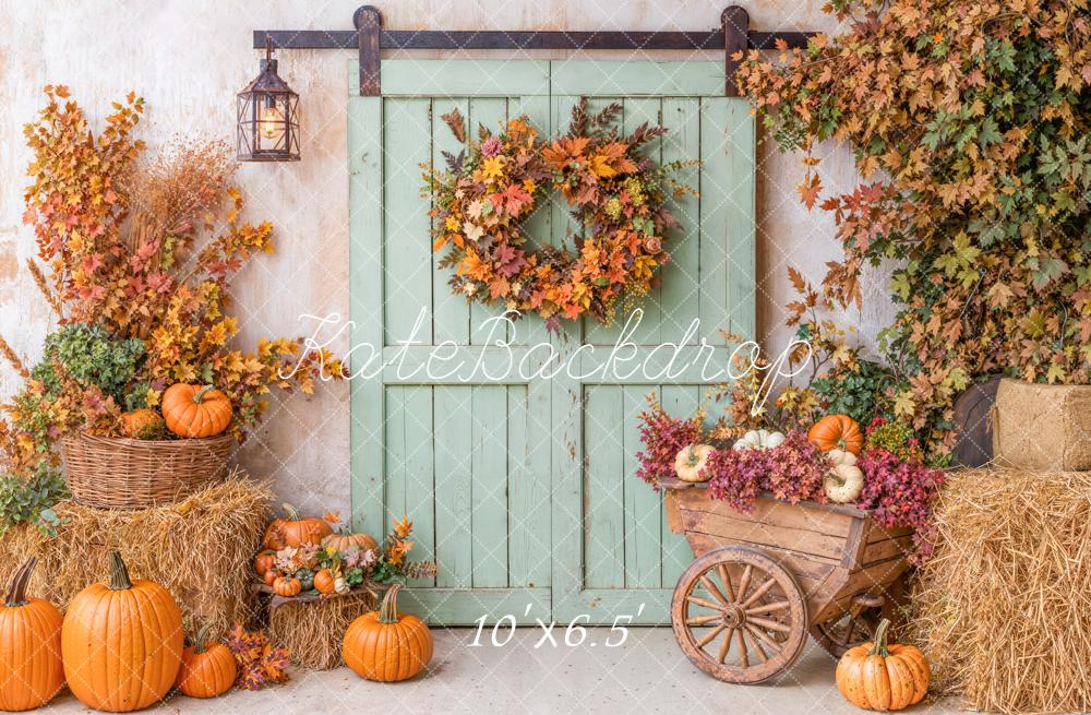 Fondo de puerta de calabazas rústicas de otoño diseñado por Emetselch