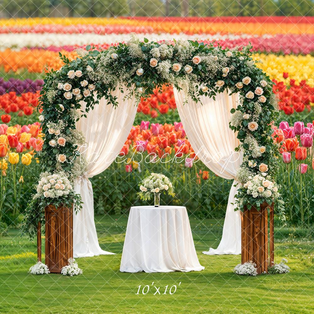 Kate Spring Flower Arch Floral Garden Tulips Backdrop Designed by Emetselch