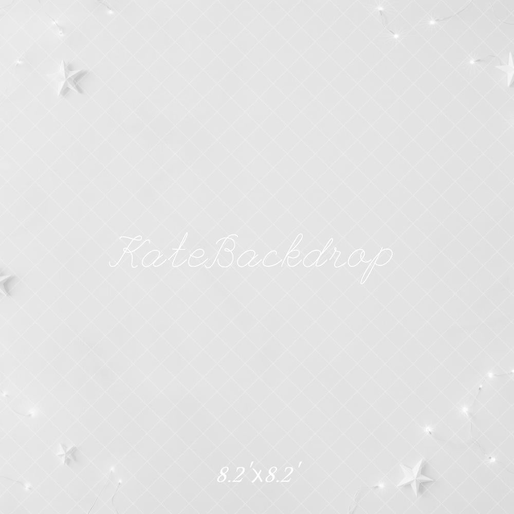 Kate White Origami Stars String Lights Floor Printed Backdrop Designed by Mini MakeBelieve