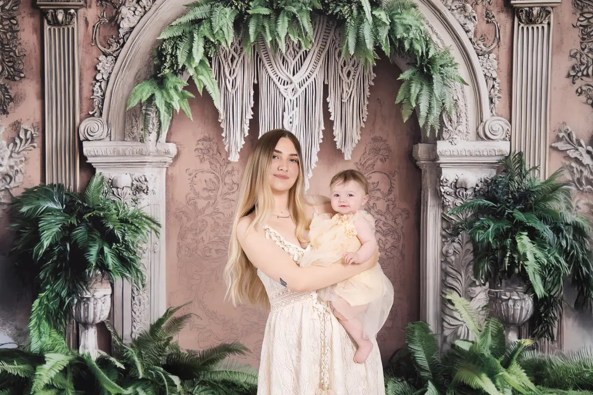 Kate Sweep Boho Tropical Arch Ferns Backdrop Designed by Mini MakeBelieve