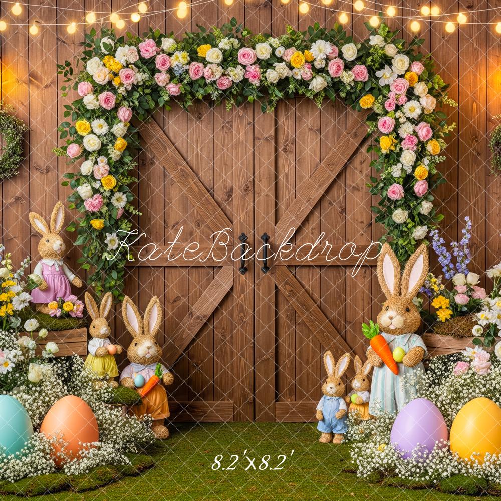 Kate Easter Bunny Flower Arch Wooden Barn Eggs Backdrop Designed by Patty Roberts