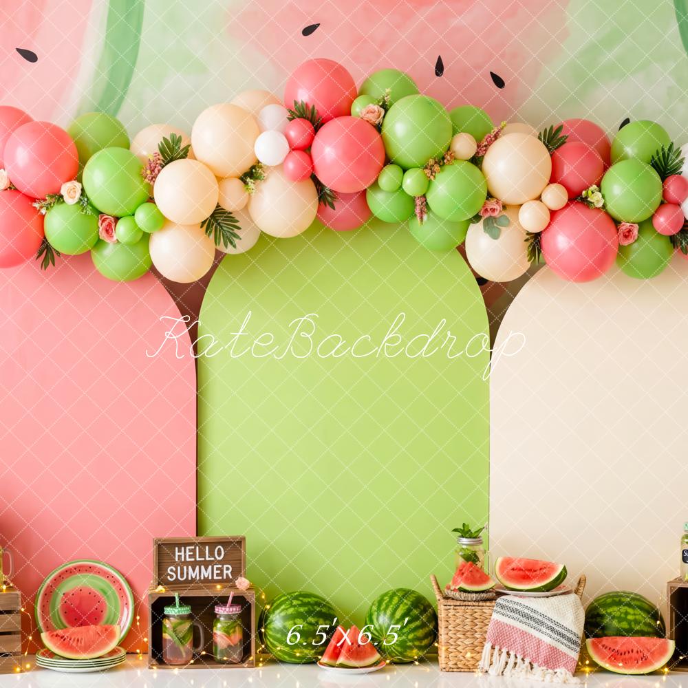 Kate Summer Birthday Watermelon Party Balloon Arch Printed Backdrop Designed by Patty Roberts