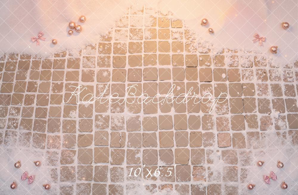 Kate Snowy Pink Tile Floor Printed Backdrop Designed by Emetselch