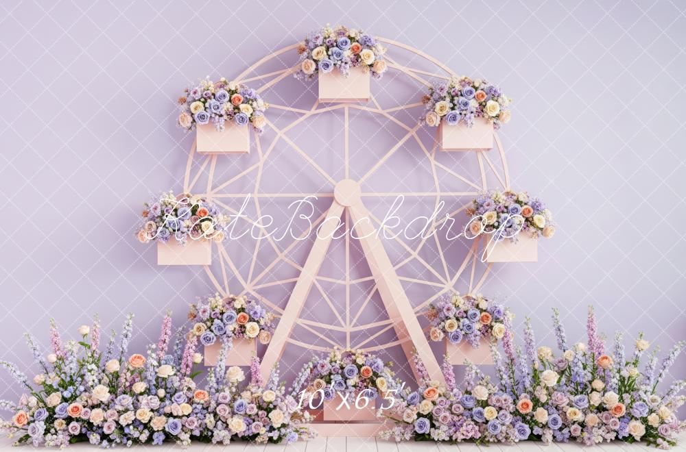 Kate Spring Ferris Wheel Flower Arch Pastel Purple Backdrop Designed by Patty Roberts