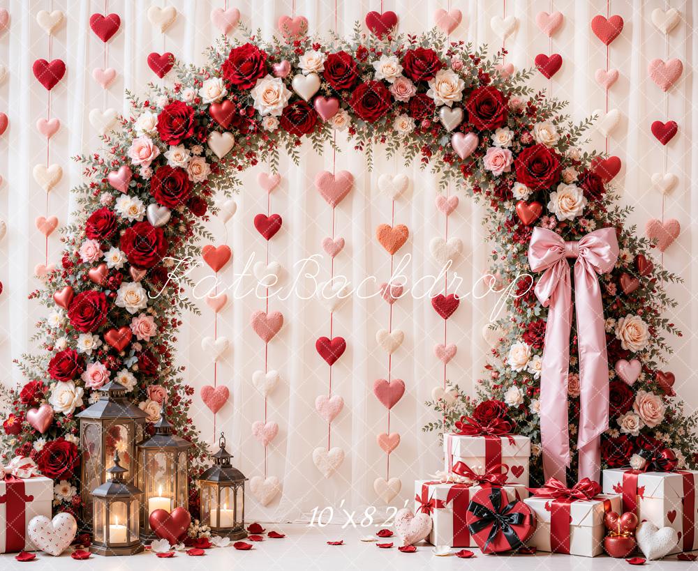 Kate Valentine's Day Floral Arch Hearts Wall Gifts Printed Backdrop Designed by Emetselch