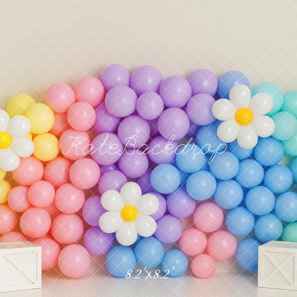 Kate Cake Smash Rainbow Balloon Flower Wall Backdrop Designed by Patty Roberts