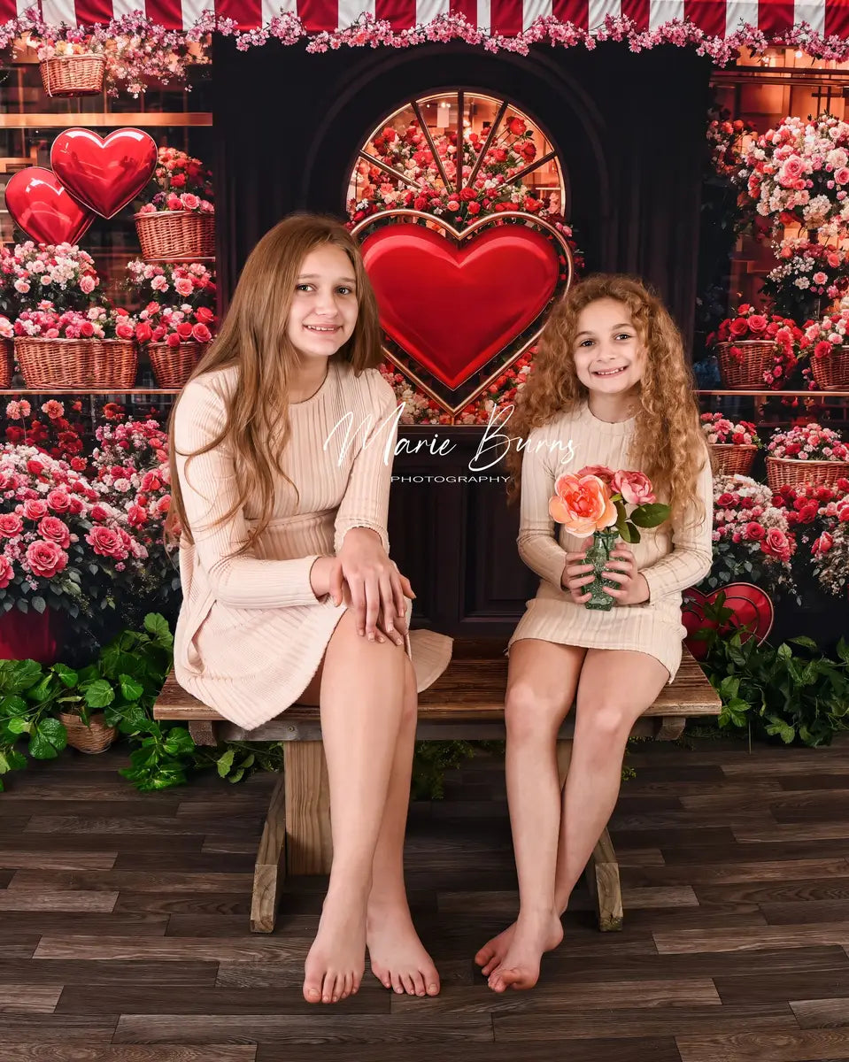 Fondo de Tienda de Flores del Día de San Valentín Diseñado por Emetselch