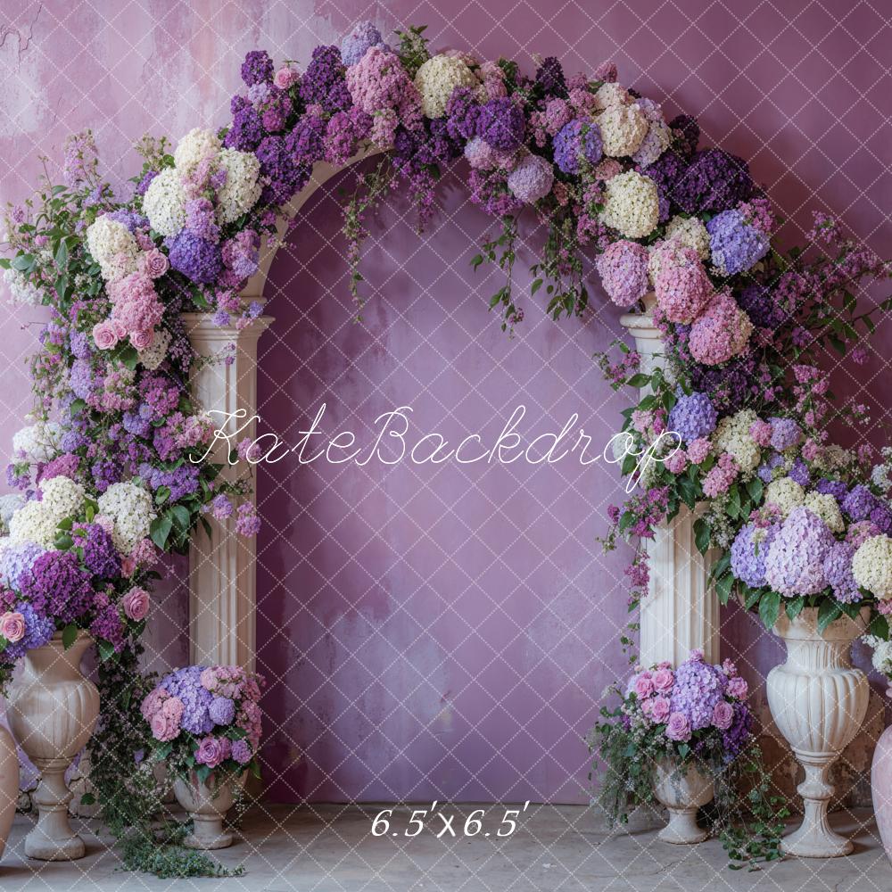 Kate Spring Beautiful Purple Floral Arch Backdrop Designed by Emetselch