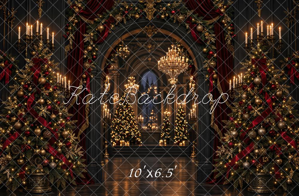 Kate Christmas Hall Luxury Christmas Tree Archway Printed Backdrop Designed by Emetselch