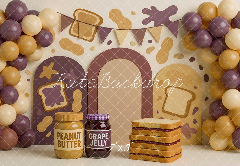 Kate Cake Smash Peanut Butter Jelly Bread Backdrop Designed by Mini MakeBelieve