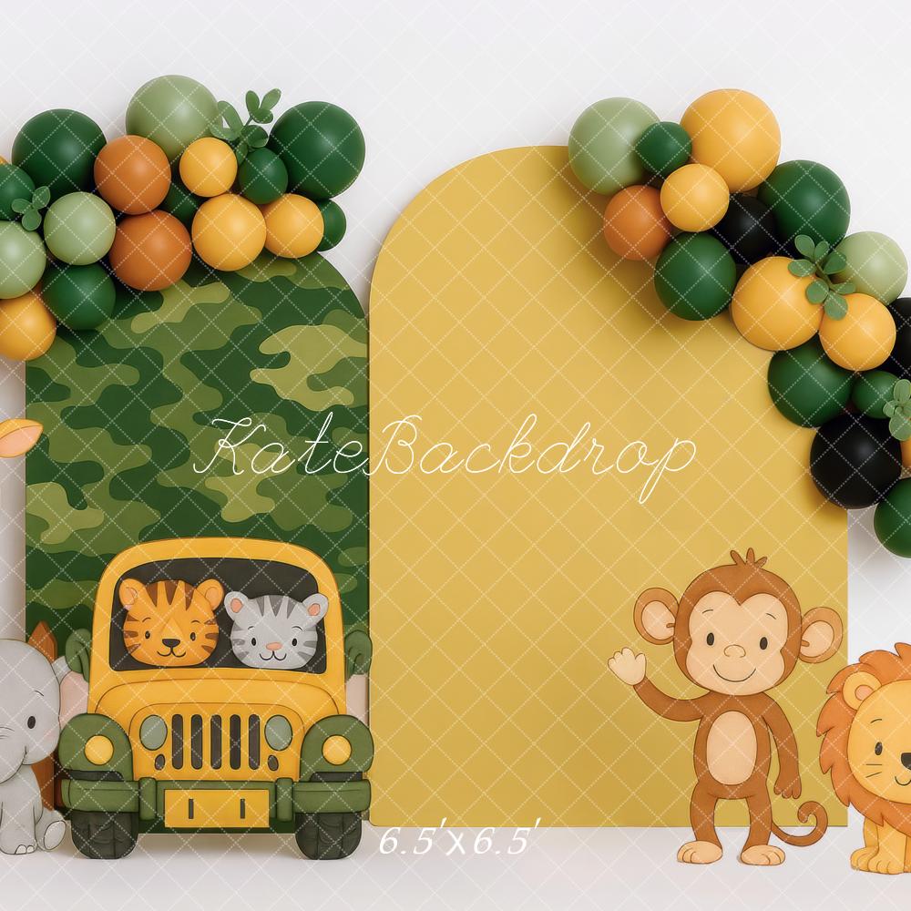 Cake Smash Jungle Safari Animals Car Backdrop Designed by Mini MakeBelieve