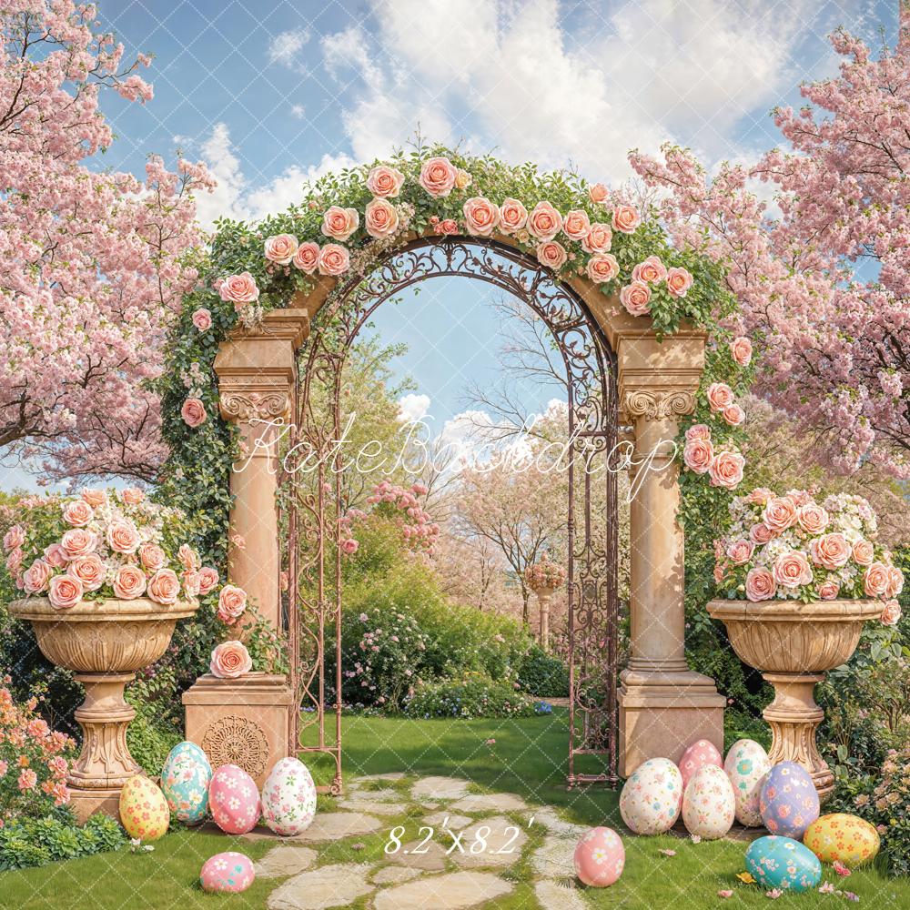 Kate Easter Flower Arch Pastel Eggs Garden Backdrop Designed by Emetselch