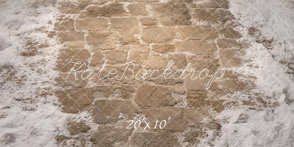 Kate Winter Cobblestone Floor With Snow Printed Backdrop Designed by Kate Image