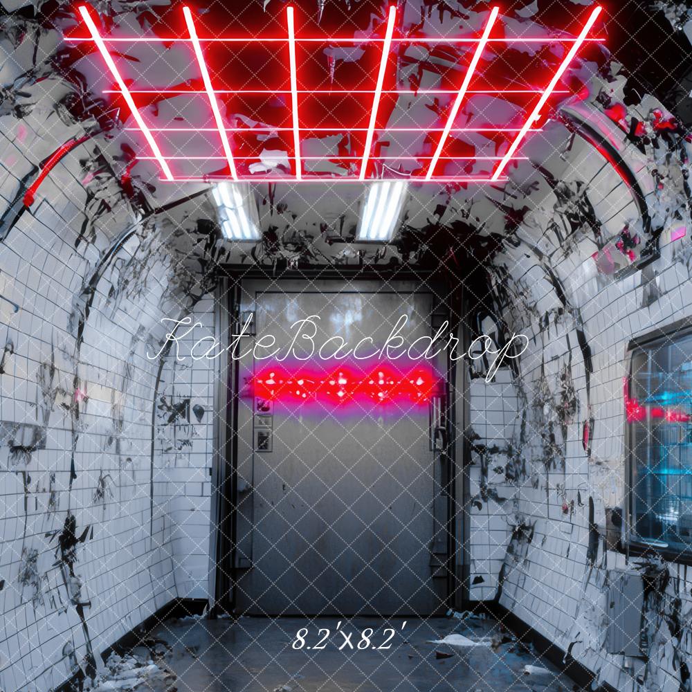 Sfondo Futuristico Neon della Metropolitana di Halloween Disegnato da Mini MakeBelieve