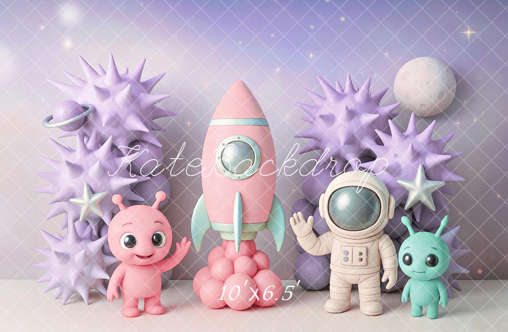 Kate Cake Smash Space Adventure Alien Rocket Backdrop Designed by Ashley Paul