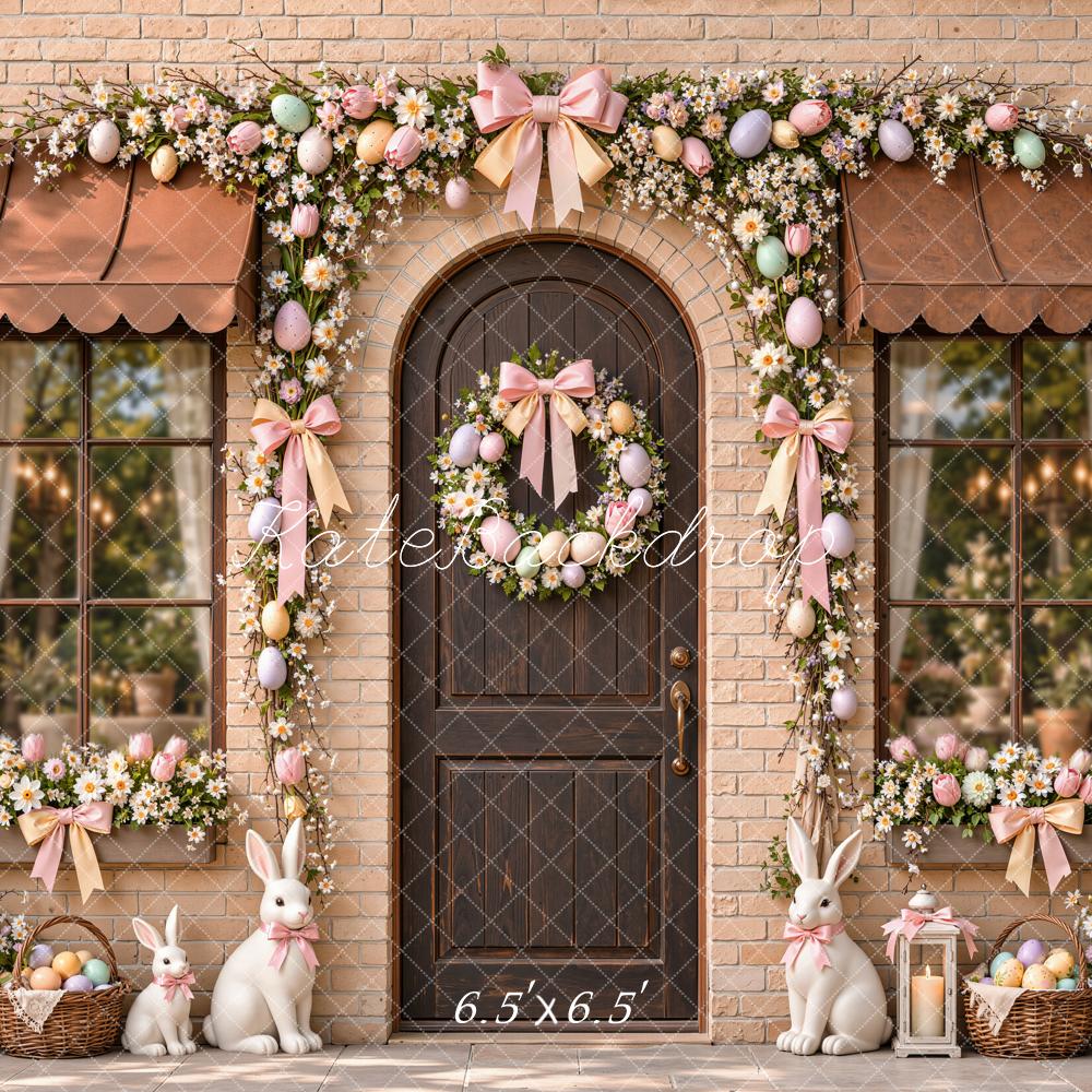 Kate Easter Floral Egg Arch Doorway Brick Wall Printed Backdrop Designed by Emetselch