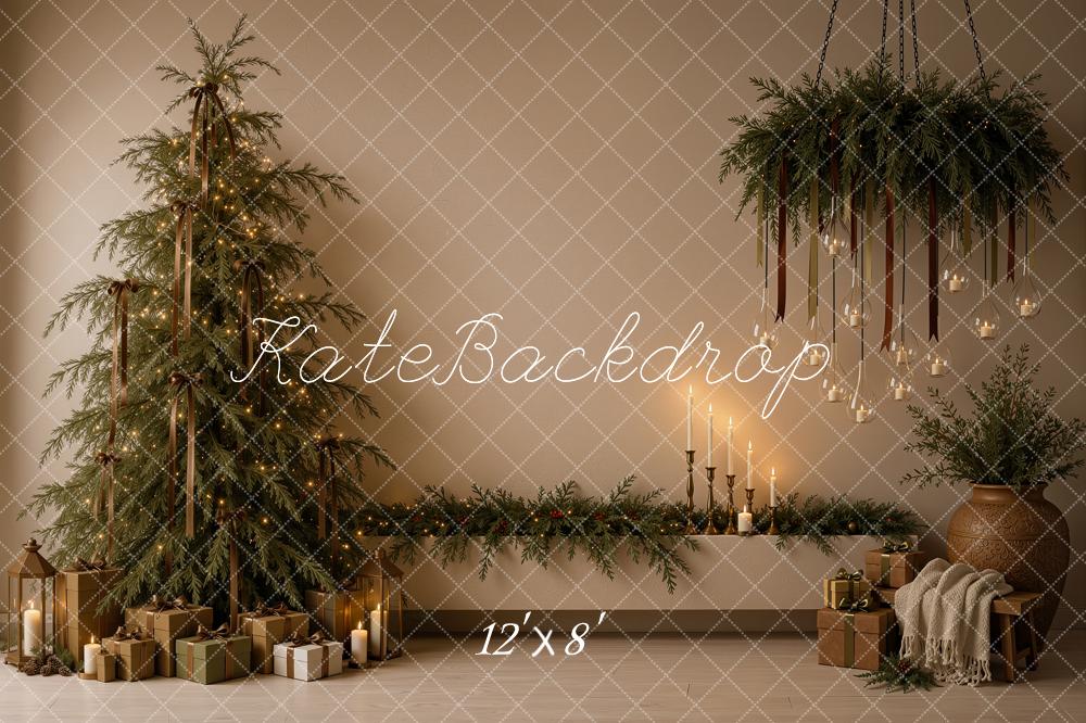 Kate Christmas Tree Candlelight Garland Printed Backdrop Designed by Ashley Ward