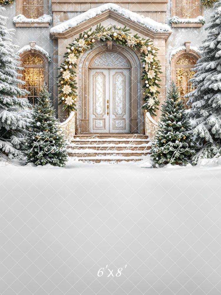 Kate Christmas Tree Snowy Mansion Garland Backdrop Designed by Emetselch
