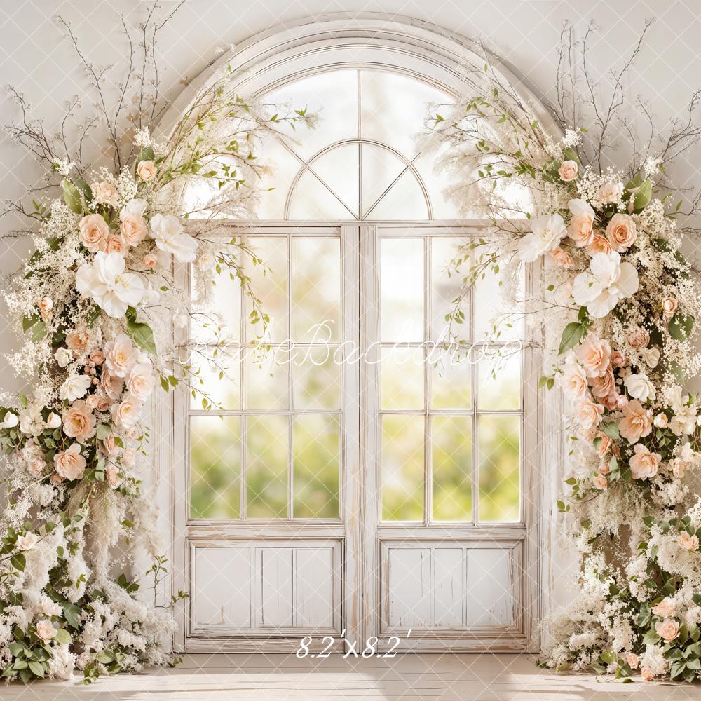 Kate Spring Flower Arch White Window Backdrop Designed by Emetselch