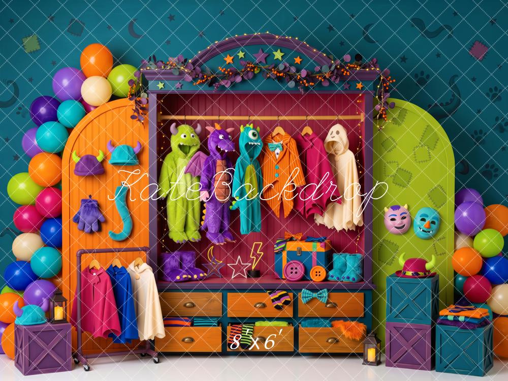Kate Halloween Colorful Wardrobe Monster Costume Printed Backdrop Designed by Patty Roberts
