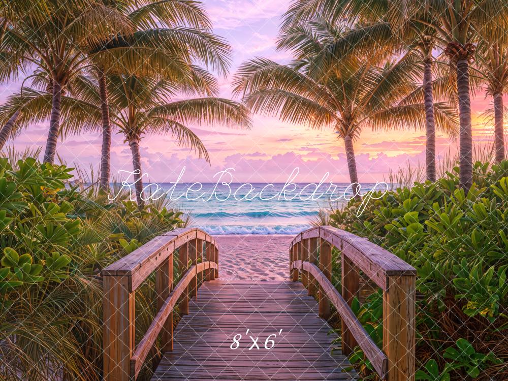 Fondo de Palmera Tropical al Atardecer en la Playa Diseñado por Emetselch