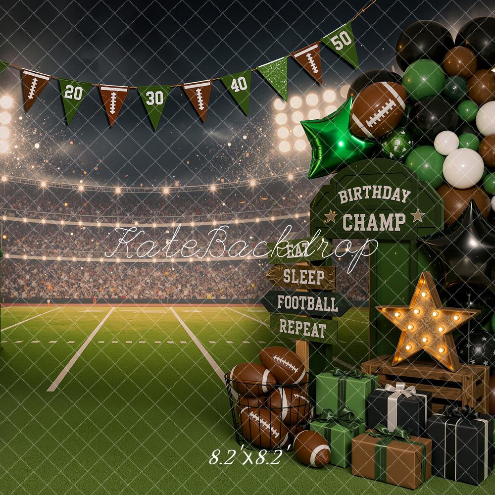 Kate Sports Football Birthday Stadium Balloons Gifts Printed Backdrop Designed by Shutter Swan Studios