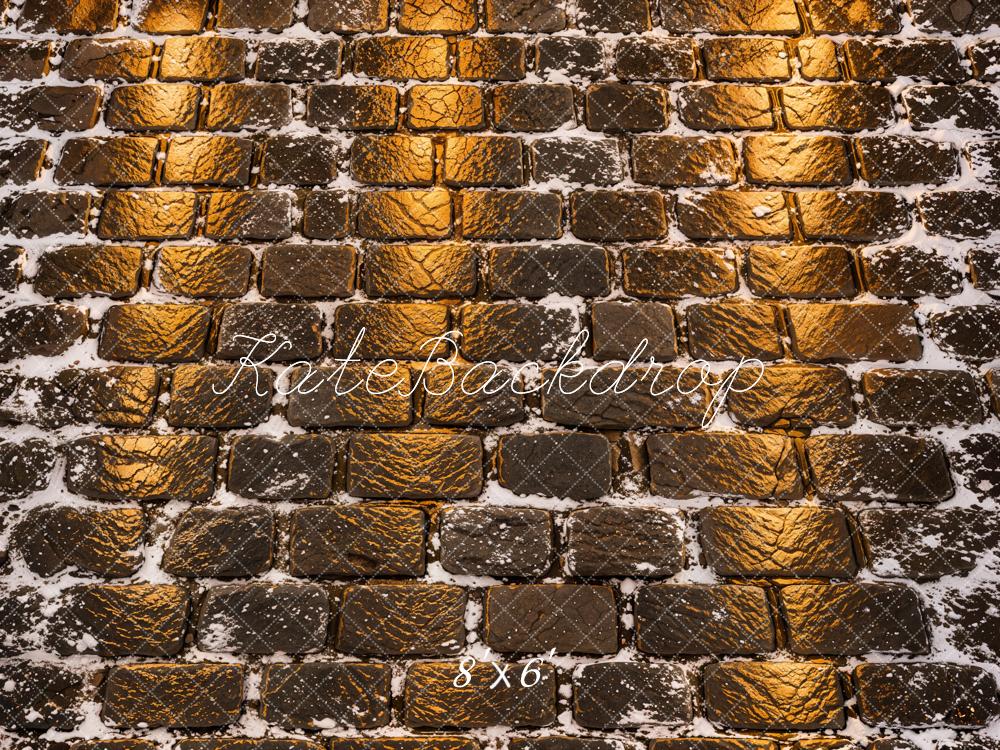 Kate Winter Night Snowy Brick Floor Printed Backdrop Designed by Kate Image