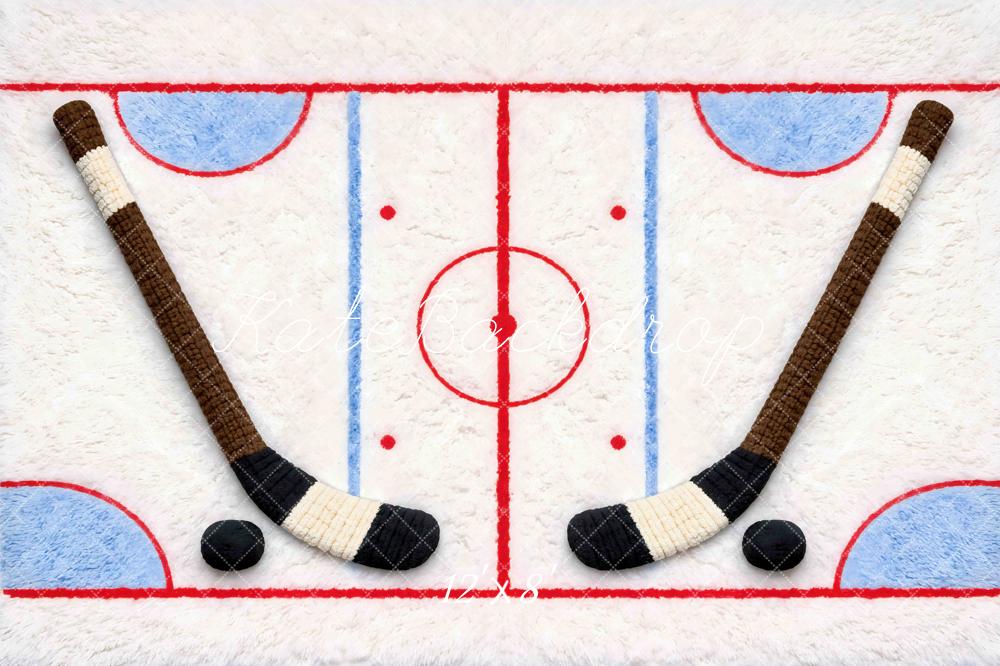 Kate Newborn Hockey Rink Sticks Puck Printed Backdrop Designed by Mini MakeBelieve
