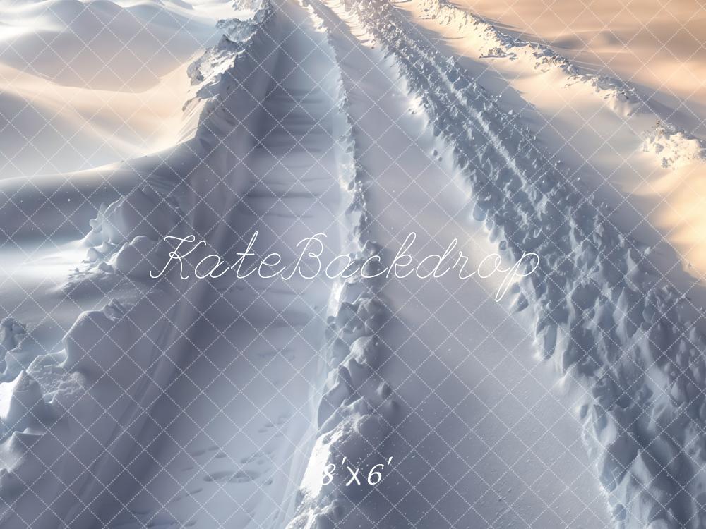Kate Winter Thick Snow Road Tire Tracks Floor Backdrop Designed by Emetselch