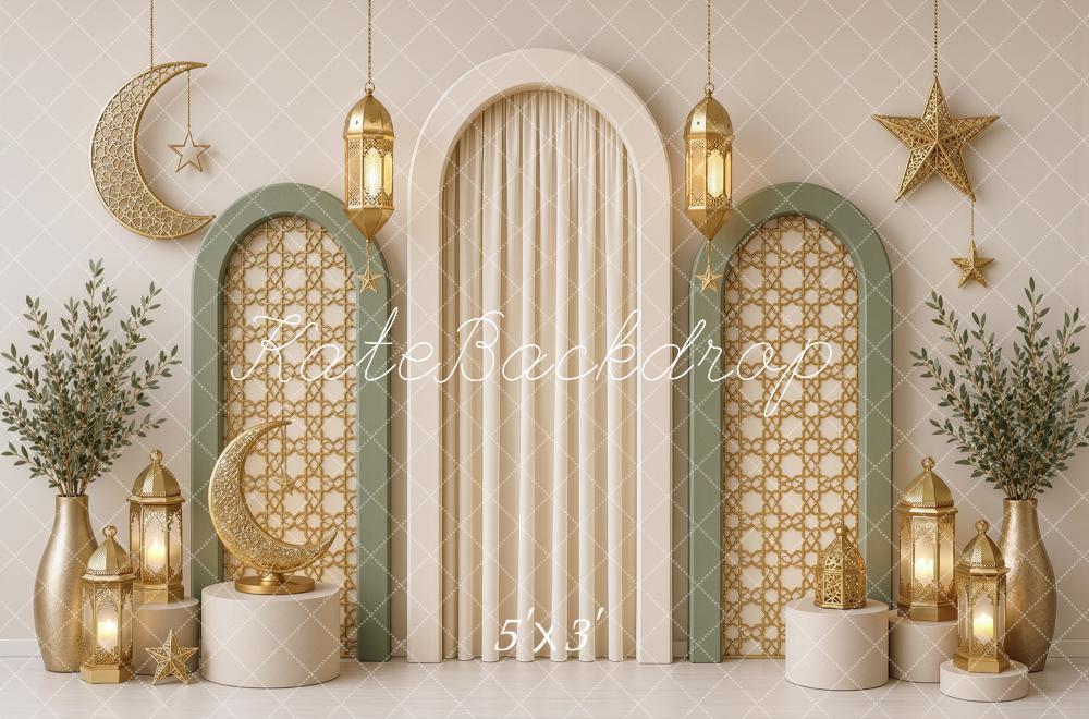 Kate Ramadan Crescent Moon Islamic Muslim Arch Lanterns Printed Backdrop Designed by Ashley Ward