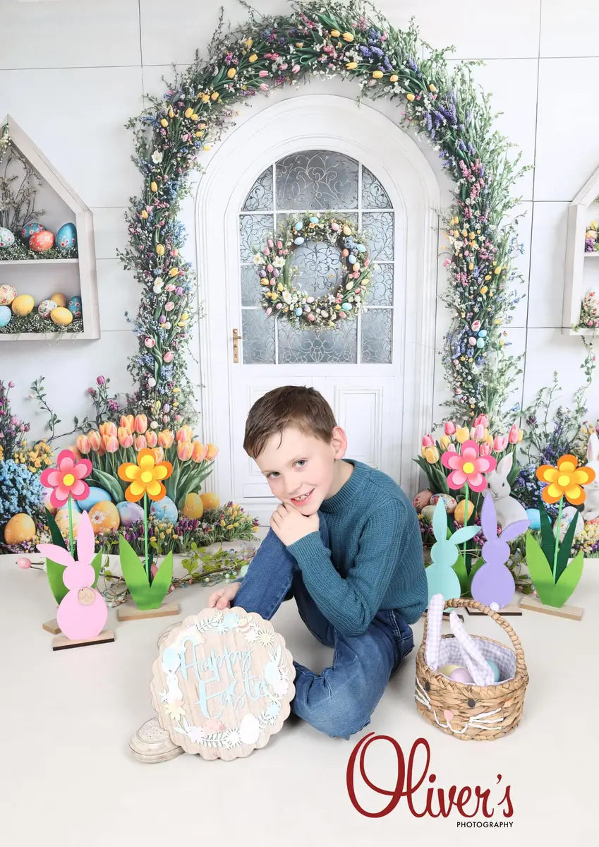 Fondo de Arco Floral de Conejo de Pascua diseñado por Emetselch