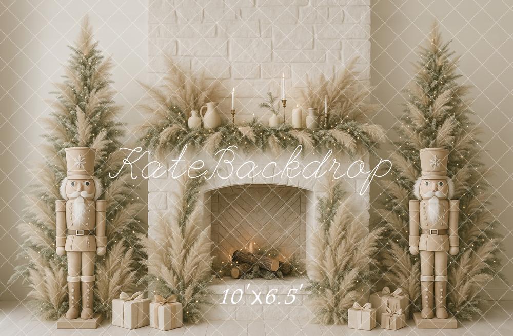 Kerst Boho Notenkraker Haard Foto Achtergrond Ontworpen door Ashley Paul