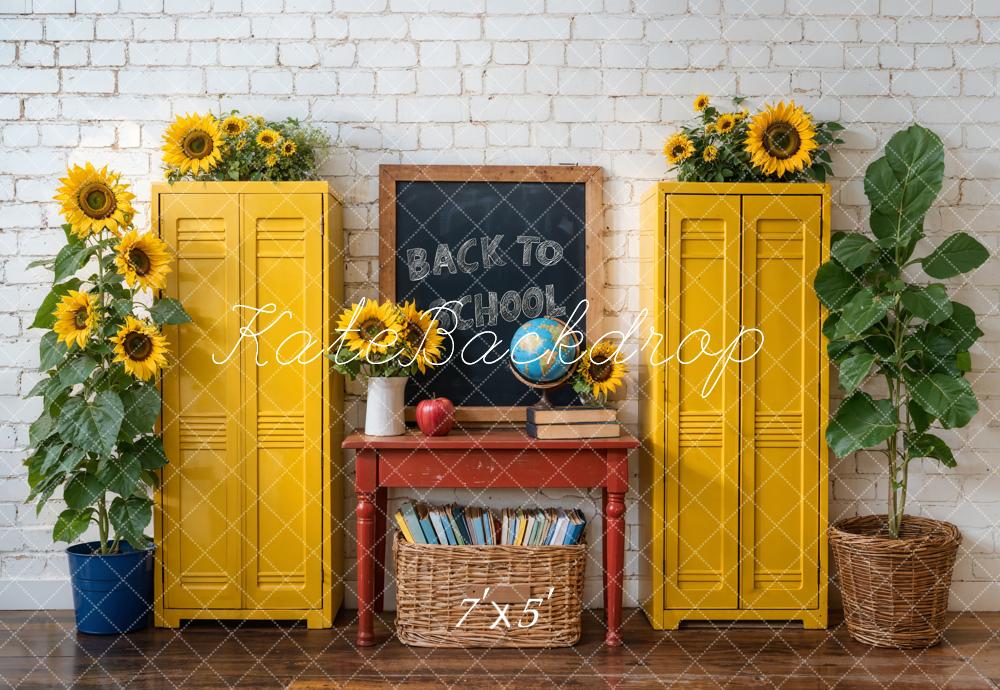 Kate Back to School Lockers Sunflower Chalkboard Backdrop Designed by Emetselch