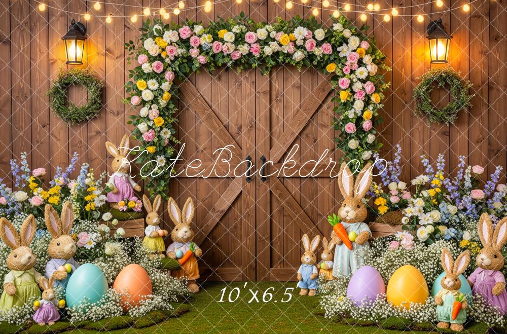 Kate Easter Bunny Flower Arch Wooden Barn Eggs Backdrop Designed by Patty Roberts
