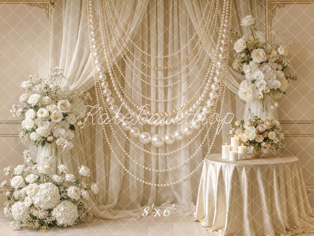 Kate Mother's Day Pearl Garland Floral Elegant Wedding Backdrop Designed by Emetselch