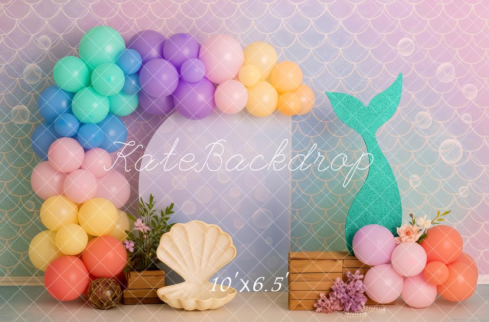 Cake Smash Zeemeermin Ballon Schelp Foto Achtergrond Designed by Patty Roberts