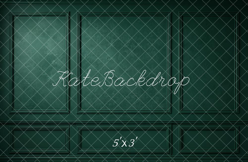 Kate Dark Green Retro Wall Printed Backdrop Designed by Emetselch