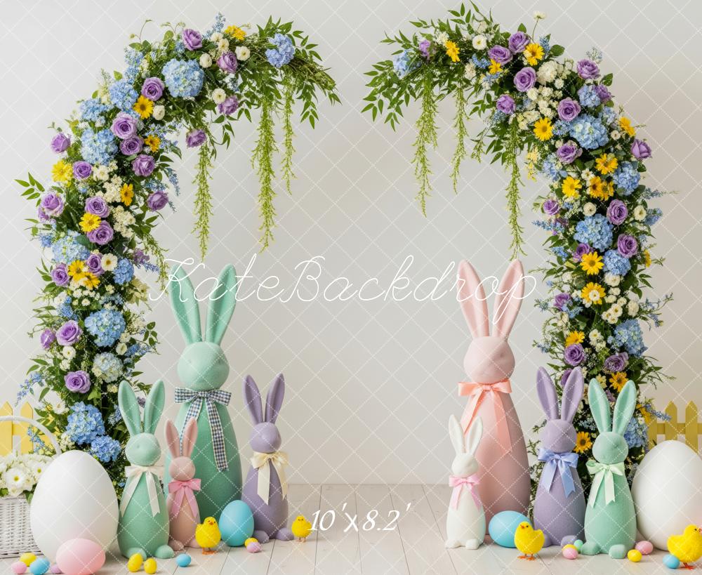 Kate Easter Bunny Flower Arch Pastel Eggs Backdrop Designed by Patty Roberts